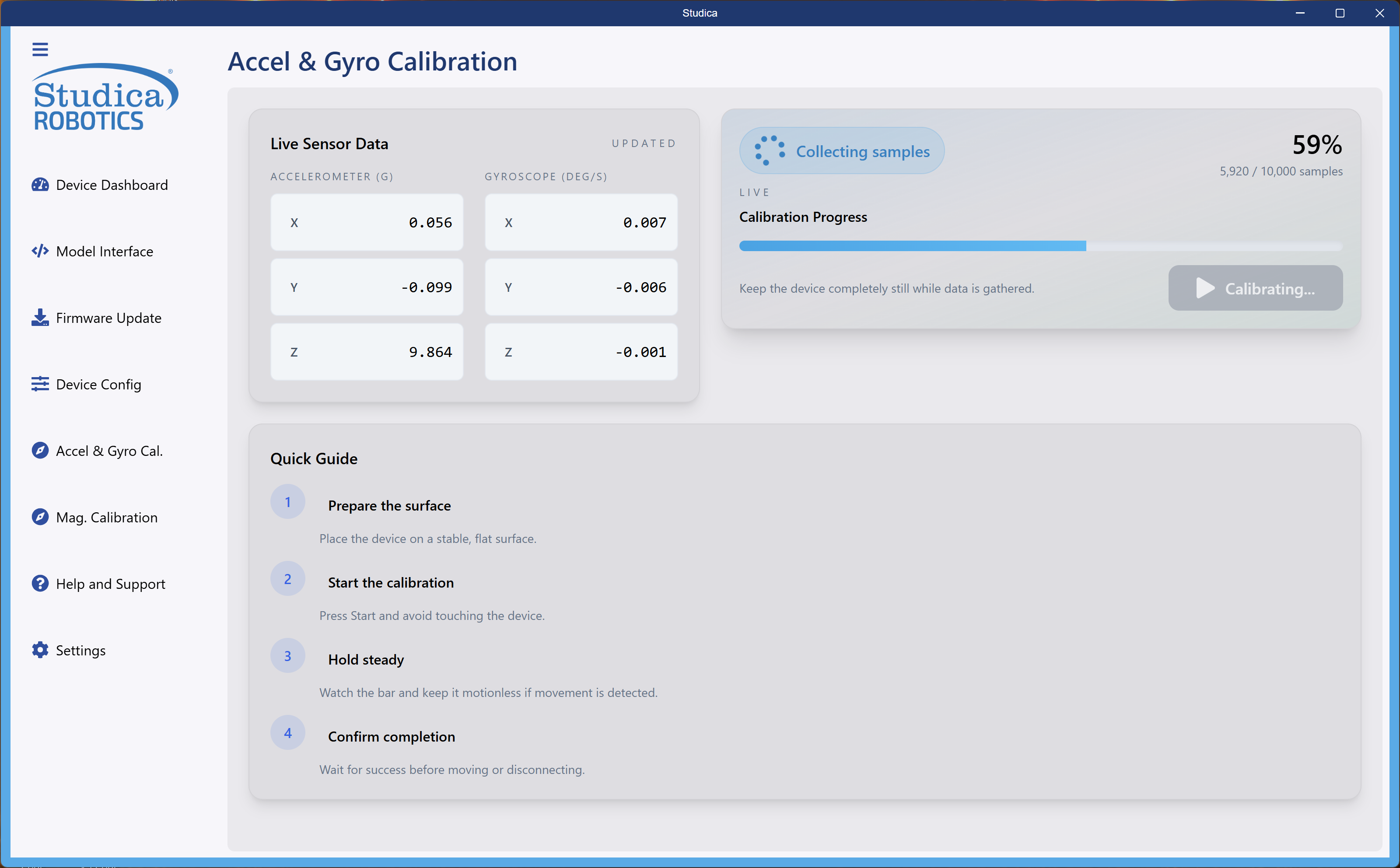 NavX3 Accel & Gyro calibration in progress