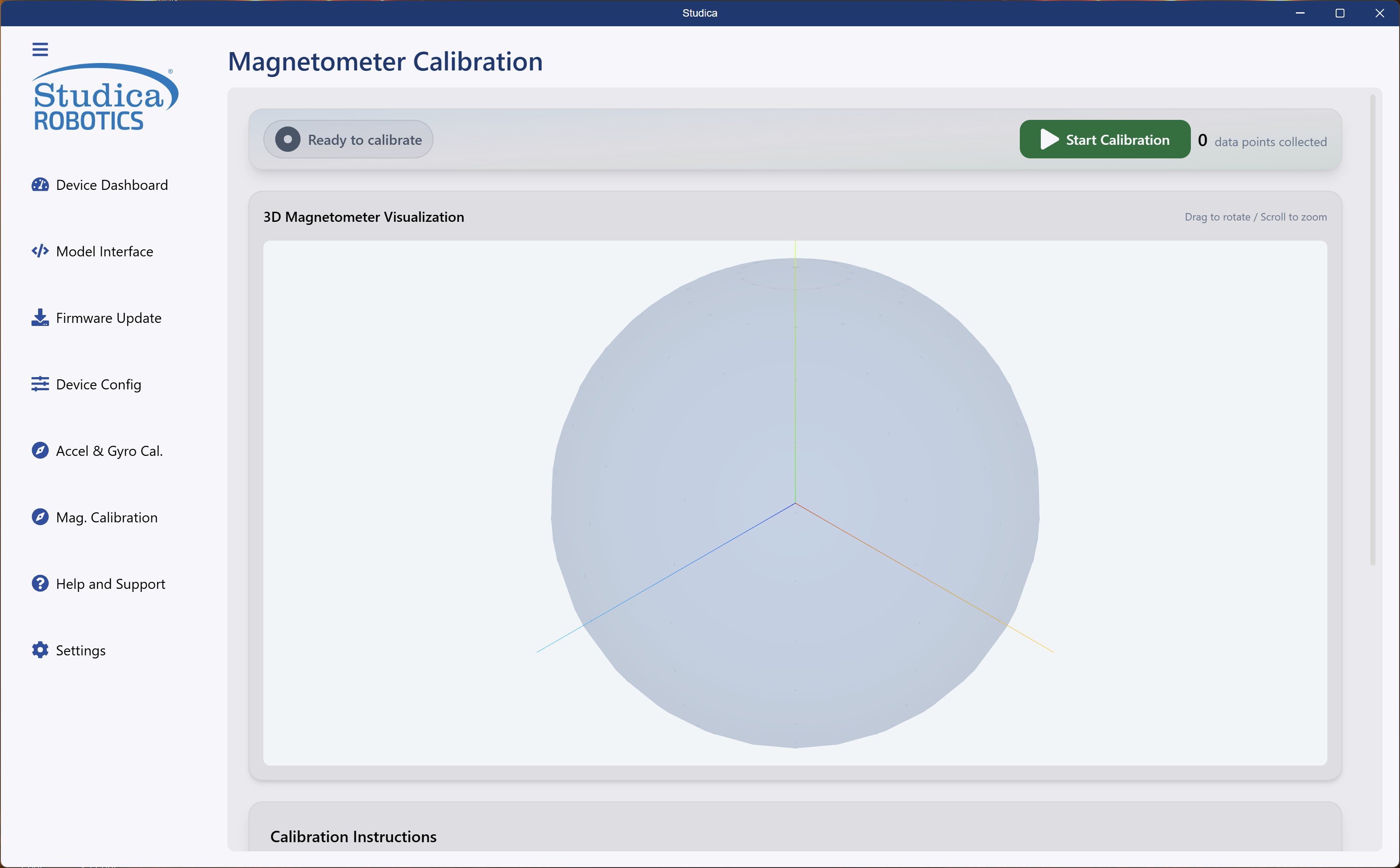 NavX3 Magnetometer update screen